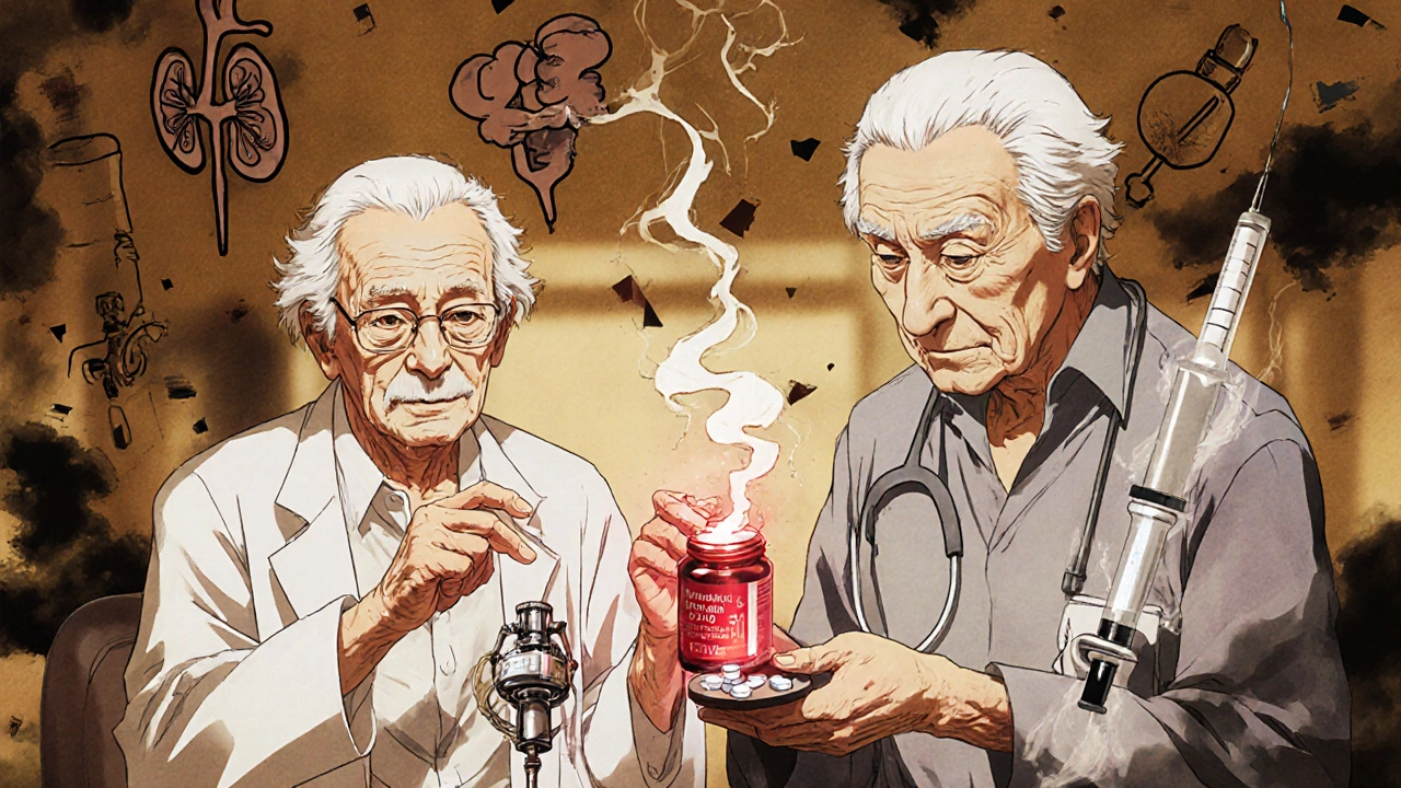 Two patients in clinic—one with mechanical valve on warfarin, another’s DOAC bottle crumbling.