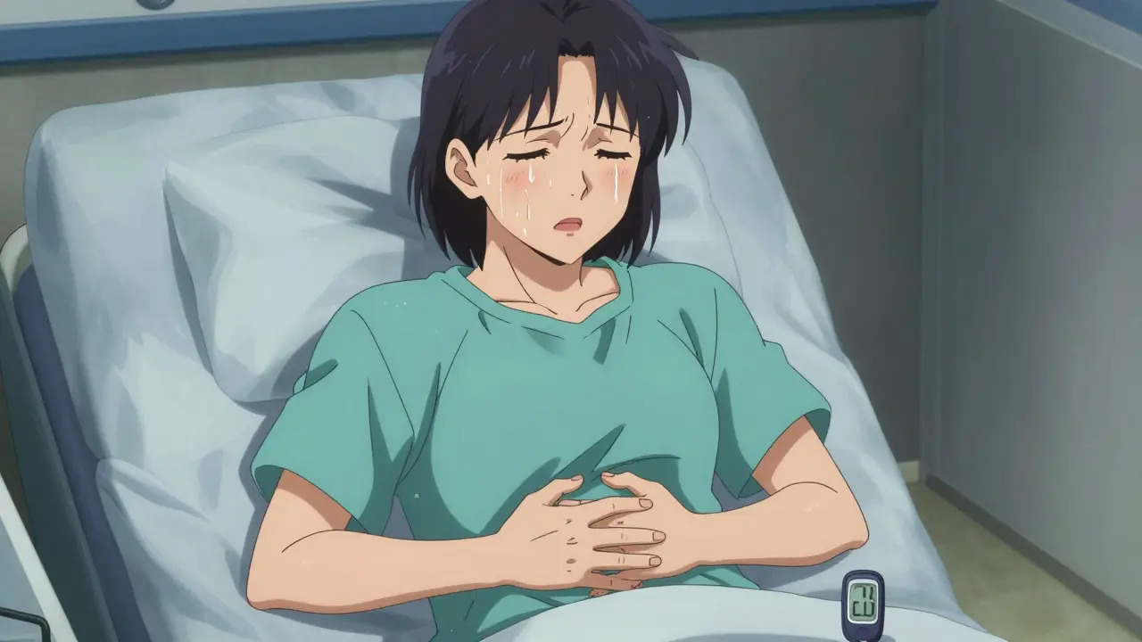 Hypoglycemia from improper insulin adjustment during steroid tapering.