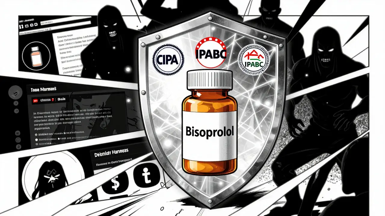 Symbolic shield protecting medicine from shadowy threats