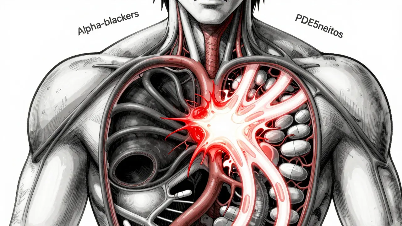 Abstract visualization of blood vessel dilation and drug interaction