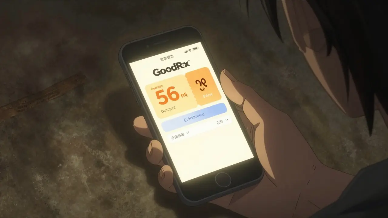 Anime style: Hand holding phone with discount coupon