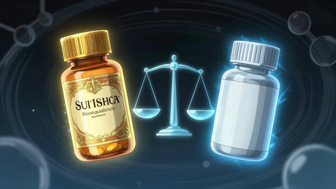 Comparison of brand vs generic pills balancing equally