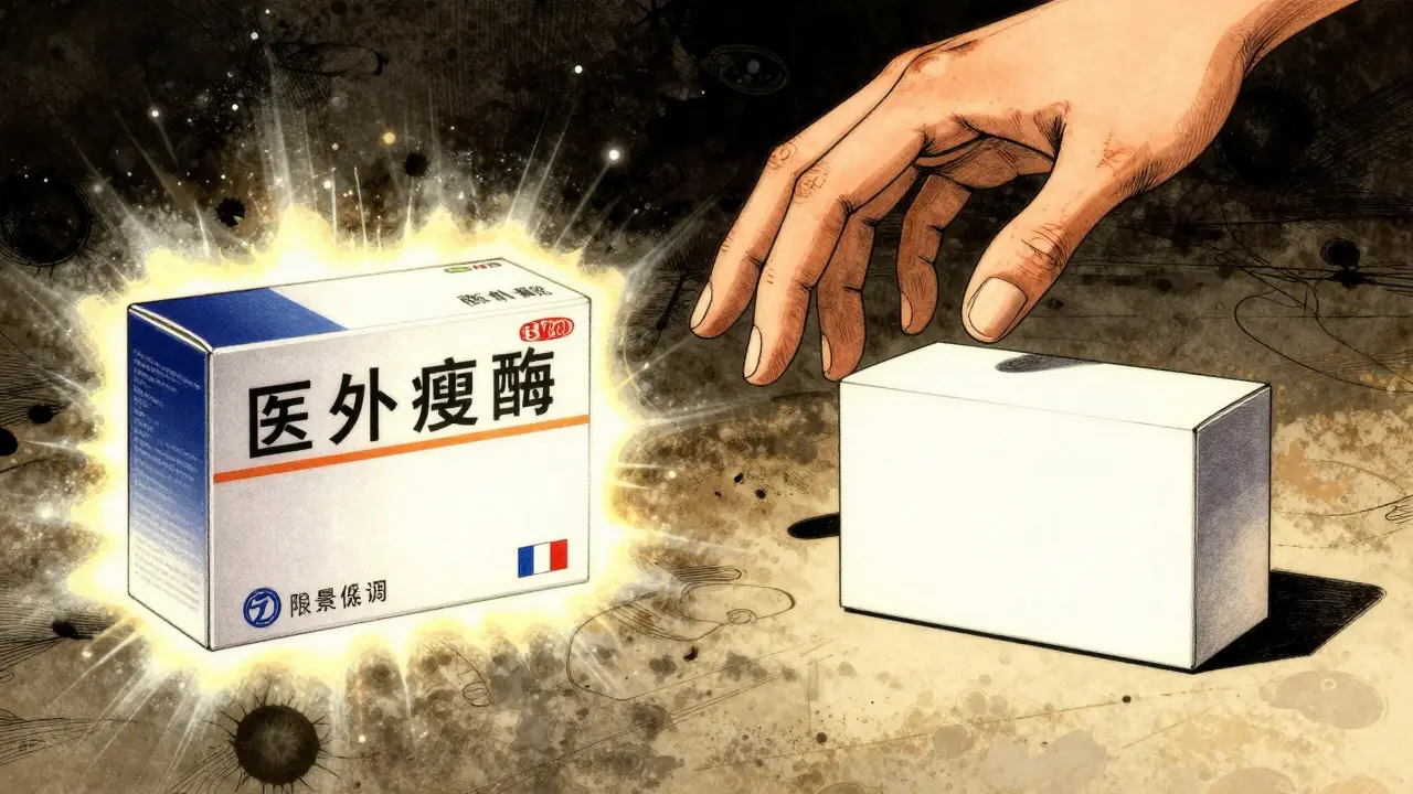 Hand choosing generic medicine over brand name